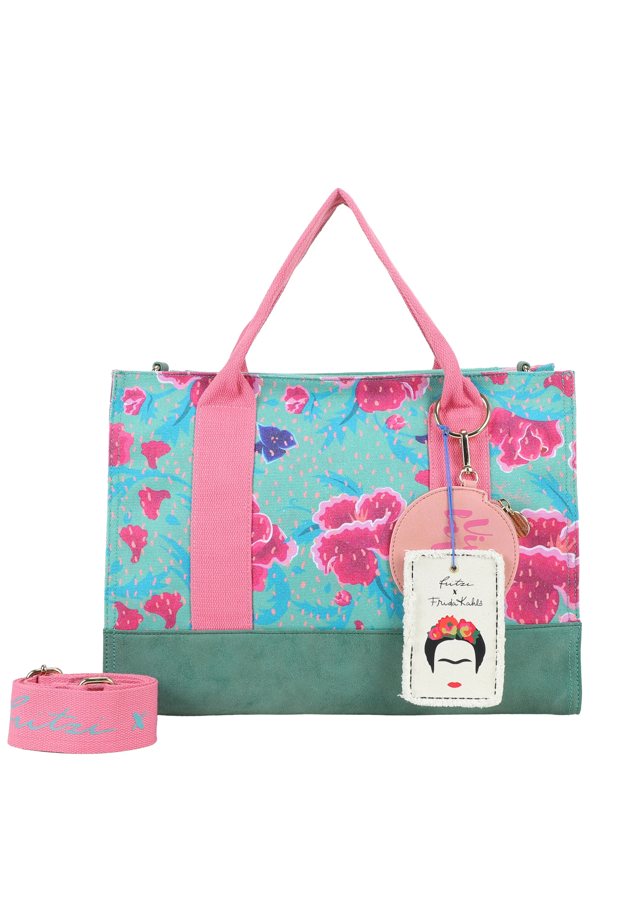 Fritzi x Frida Kahlo Tote Bag Limited Canvas Flower Green - Image 2